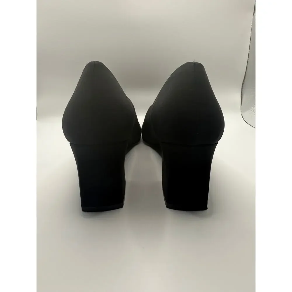 Bandolino Black Pumps 7.5 Minimalist Block Heel Classic Workwear Quiet Luxury